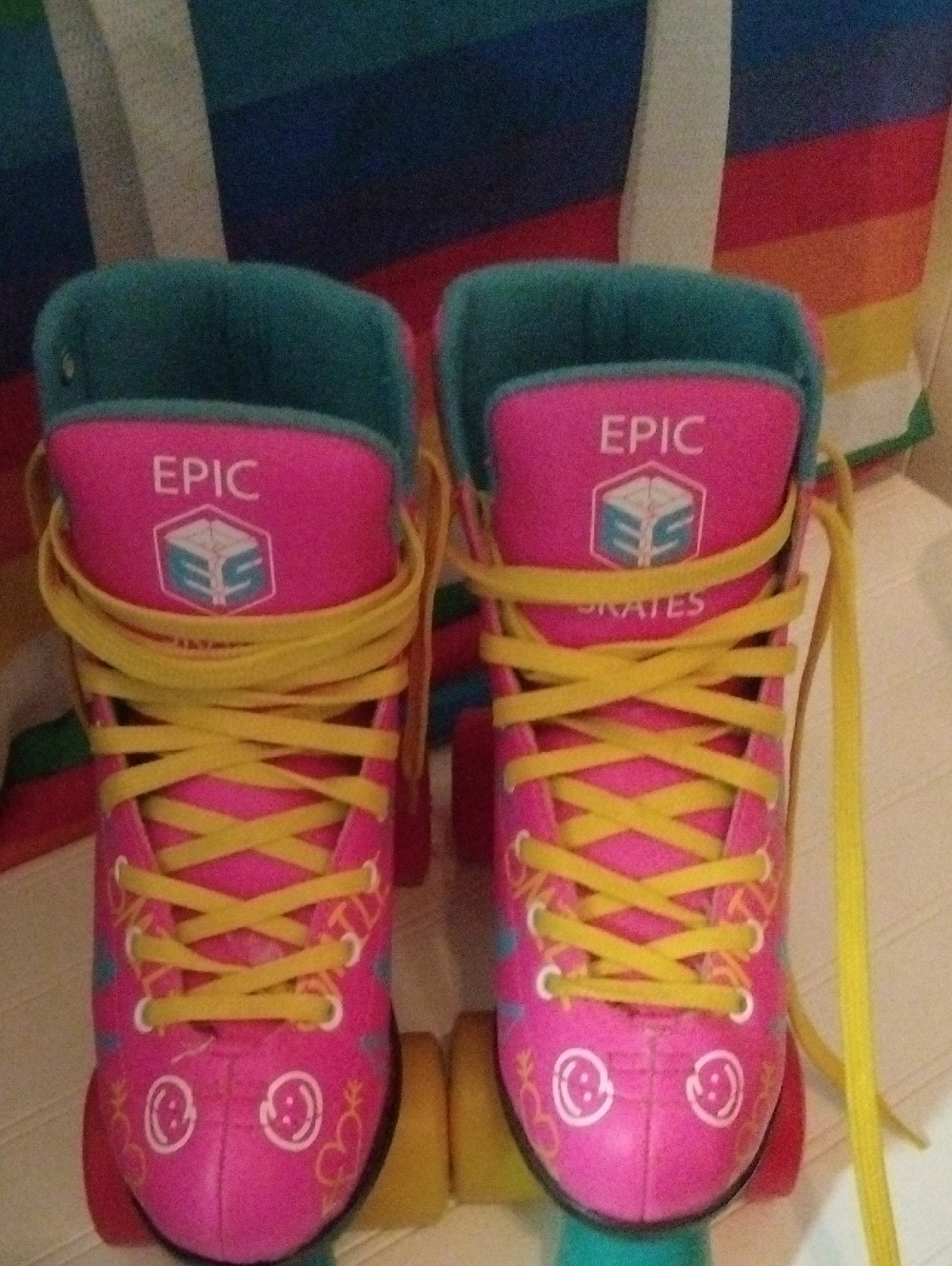 Pink & Yellow Kids Roller Skates